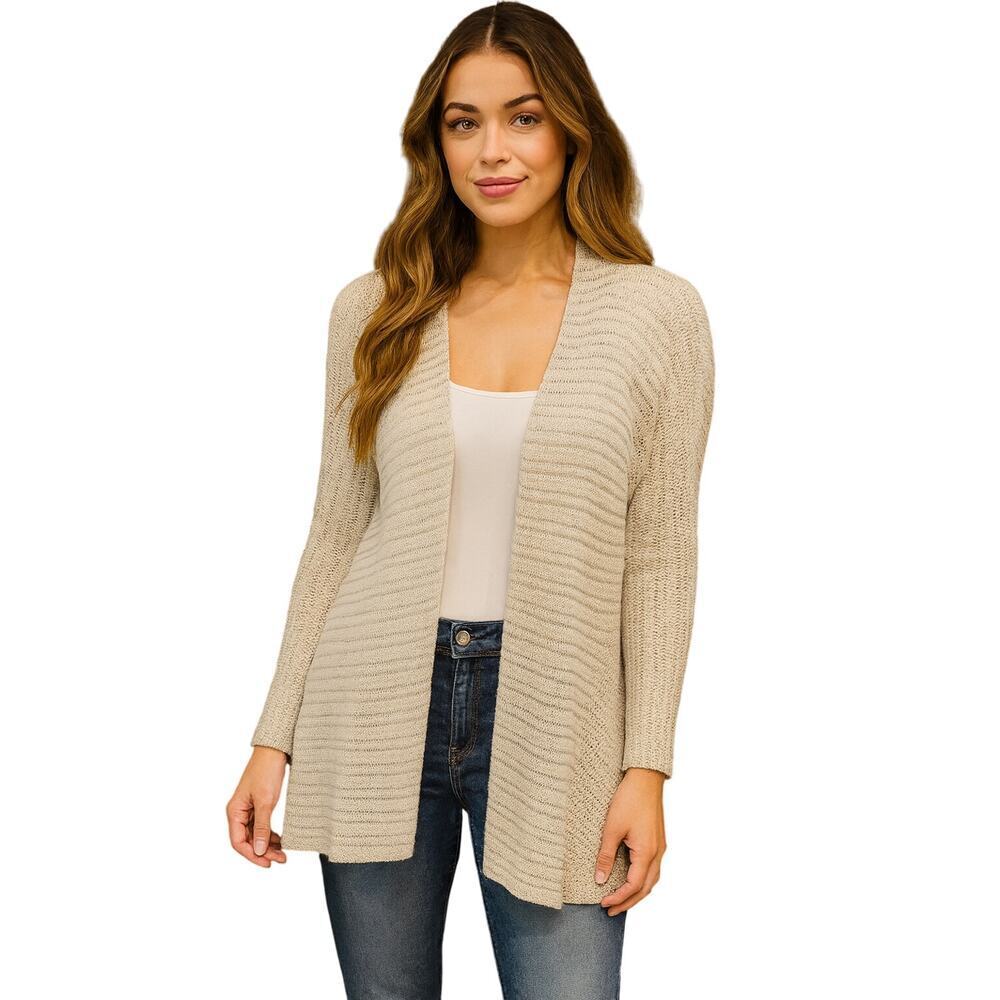 Eileen fisher 100% linen Italian yarn neutral see through cardigan sweater Sz S